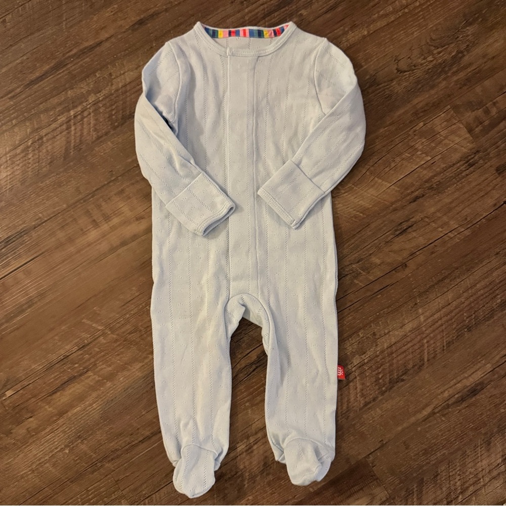 Magnetic Me Cozy Blue Kids Onesie 3-6 months Organic Cotton